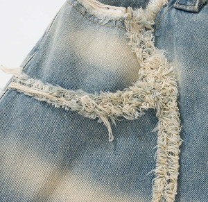 Newest Design Men's 100% Cotton Flare Acid Stonewashed High <b>Stretch</b> <b>Denim</b> Embroidery Black Fleece Lining Breathable Quick Winter - Product Image 4