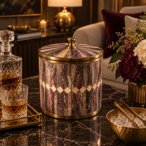 Luxury <b>Decorative</b> Ice Bucket Lid Gold Finish Marble Inlay Stainless Steel Eco-Friendly Washable Anti-Slip Barware Home Hotel - Product Image 4