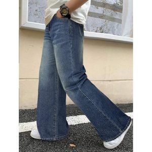 Jean en denim texturé vert coupe droite et jambe large pour homme, style vintage, écologique, respirant, délavage clair, mode automne-hiver - Product Image 4