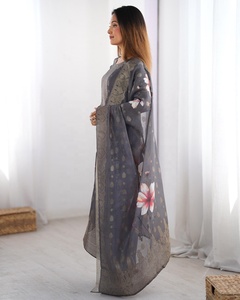 Ensemble Salwar Kameez pakistanais et indien, haut, bas et dupatta, prêt à porter, couleur GRIS, décontracté, pour les fêtes et les occasions spéciales, FATEMA FASHION - Product Image 4