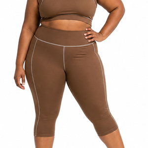 Women Plus Size Capri Leggings Breathable Sportswear 3/4 Compression Pants Custom Logo Gym Fitness <b>Tights</b> Women High Waist Capri - Product Image 1