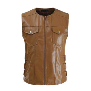 Vêtement en cuir de vachette fait main avec des coutures durables et un style classique - Gilet en cuir - Product Image 1