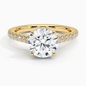 Anillo de compromiso con diamante solitario pavé halo oculto - Product Image 1