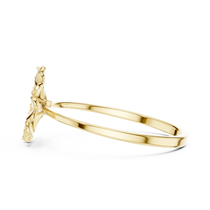 Anillo de oro macizo de 14k para mujer con diamante de corte redondo minimalista en forma de flor, ideal para regalo, compromiso, aniversario, boda. - Product Image 2