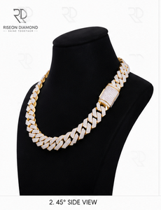 Imperial radiance diamond Cuban link <b>necklace</b> bold statement luxury craftsmanship modern sophistication premium 18K yellow white - Product Image 3
