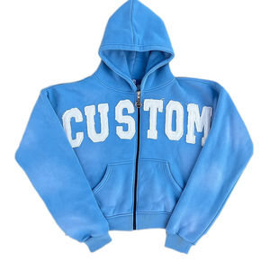Zipper Up Embroidery Custom Puff Printing Vintage Acid Washed Oversized Hoodies Breathable Heavy Weight Terry Fleece <b>Zip</b> <b>Hooded</b> - Product Image 5