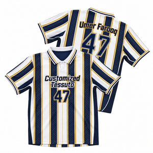 เสื้อโปโลฟุตบอลพิมพ์ลายดิจิทัลสำหรับผู้ชาย TESSUTO ลายทางแนวตั้งสีทอง เสื้อกีฬาฤดูร้อน ชุดฝึกซ้อมฟุตบอล - Product Image 1