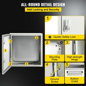 Armadio Elettrico in Metallo NEMA 4X 24x24x8FT, Cassa in Acciaio IP66 Resistente ad Acqua e Polvere per Uso Esterno e Interno - Product Image 3