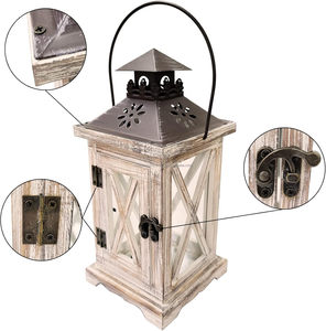 Wooden Decorative <b>Lantern</b> <b>Candle</b> Holder Rustic Farmhouse Wedding Centerpiece <b>Lantern</b> for Table Mantle Wall Hanging Display - Product Image 1
