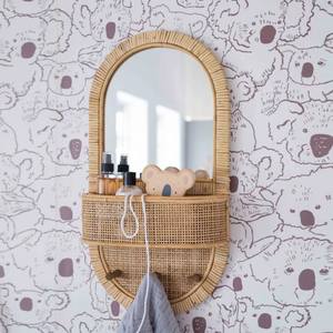 Espejo de pared bohemio de ratán con estante para pasillo, baño y decoración de oficina en casa, espejos de ratán vintage de Vietnam - Product Image 3