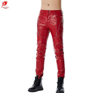 กางเกงหนังผู้ชายดีไซน์ทันสมัย วัสดุสัมผัสนุ่ม ทนทาน เหมาะสำหรับนักขี่มอเตอร์ไซค์และการสวมใส่สบายในชีวิตประจำวัน - Product Image 1