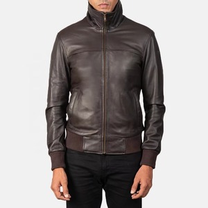 Veste en cuir véritable marron foncé décontractée de haute qualité pour hommes, avec logo personnalisé, design vierge, grandes tailles, vestes en cuir pour hommes - Product Image 1