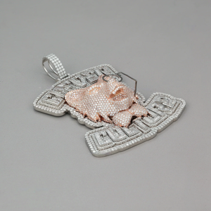 Pendentif personnalisable pour homme en moissanite, style hip-hop, motif dessin animé, taille brillant ronde VVS, micro-incrustation, breloque lettre animale, cadeau - Product Image 2