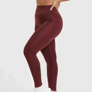 Pantalons de yoga taille haute, pantalons de fitness, design sans couture avant, couleur unie, évacuation de l'humidité, respirant, taille élastique quadridirectionnelle - Product Image 5