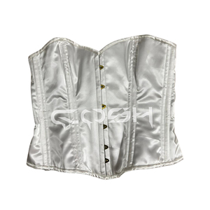 Corsé de satén blanco sin tirantes para mujer, top bustier para novias, fiestas y uso diario. - Product Image 1