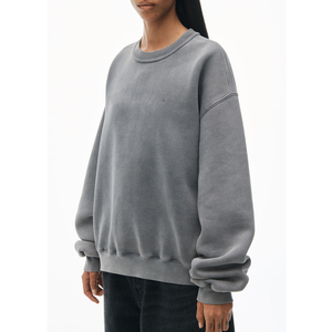 Sweat-shirt oversize pour femme, col rond, épaules tombantes, 100% coton tricoté, couleur unie, respirant, pour l'automne - Product Image 4