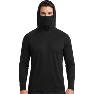 Camiseta de Pesca 2026 Nueva de Alta Calidad para Hombre, Negra, Manga Larga, con Capucha, Protección Solar UPF 50 Anti-UV, con Máscara Facial Integrada - Product Image 5