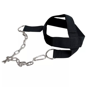 Cowhide <b>Leather</b> Weight Lifting Neck Training Fitness Equipment Padded Head <b>Harness</b> with D Ring Steel Chain Exercise Head Strap - Product Image 4