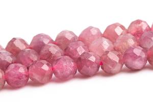 ลูกปัดทัวร์มาลีนสีชมพู บราซิล แท้ พลอยธรรมชาติ ร้อยเป็นเส้น ลูกปัดทรงกลมเหลี่ยมเพชรพลอย ขายส่งจำนวนมาก - Product Image 6