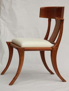 Luxury Handcrafted Solid Wood Dining Chair Elegant Curved <b>Backrest</b> Cream Leather Upholstered Seat - Product Image 2