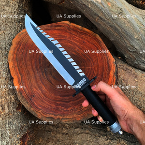 มีด RAM BO First Blood II Cinematic Warrior Knife แบบ DIY สำหรับเอาตัวรอด ทำด้วยมือ ใบมีดคงที่ เหล็กกล้าคาร์บอน ด้ามไม้ ของสะสมจากภาพยนตร์ - Product Image 2