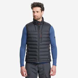 Chaleco Acolchado Negro para Hombre, Cuello Alto, Cierre de Cremallera, Cortavientos, Ropa de Invierno Informal, Corte Regular, Color Sólido, Fibra de Poliéster - Product Image 1