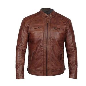 Chaqueta de cuero de gamuza marrón premium para hombre, estilo casual, corte ajustado, con cremallera, tipo bomber, estilo vintage, abrigo de moda 2024 - Product Image 1