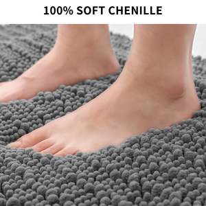 Tapis de bain en chenille extra doux 50'' x 80'', antidérapant, en microfibre, à poils longs, pour salle de bain, lavable en machine et séchable, accessoire de douche absorbant - Product Image 4