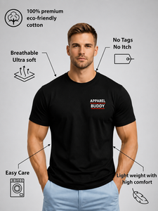 Camiseta de Manga Corta Casual para Hombre, Marca AMY, 100% Algodón, Corte Regular, Lisa, con Logotipo Personalizado al por Mayor - Product Image 1