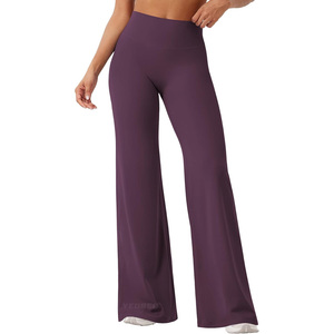 Trendy Solid Color High Waisted <b>Bell</b> Bottom Yoga Pants Chic Slim Fit Flare Leggings Versatile Lounge Dance Pants - Product Image 1