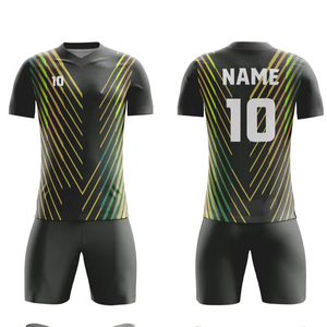 ชุดฟุตบอลคุณภาพสูงแบบยูนิเซ็กซ์ ผลิตจากโพลีเอสเตอร์ 100% แห้งเร็ว ระบายอากาศได้ดี เหมาะสำหรับทุกฤดูกาล ชุดยูนิฟอร์มครบชุดพร้อมเสื้อแขนสั้น - Product Image 1