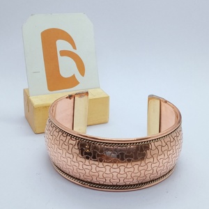 Bela Artisan Rose Gold Plated 99% <b>Copper</b> Alloy Cuff & Bangles <b>Bracelet</b> Geometric Pattern Classic Style Unisex Fashion Jewelry - Product Image 1