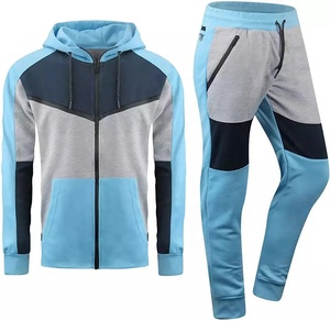 Conjunto Deportivo para Hombre con Bloques de Color, Sudadera con Cremallera y Pantalones Jogger, Ropa Deportiva de Dos Piezas, Casual, para Gimnasio, Manga Larga, Atuendo de Otoño - Product Image 1