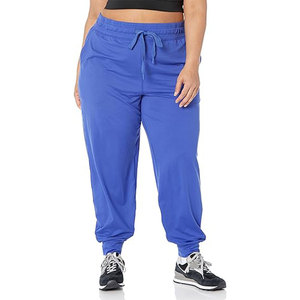Women's Blue Knitted Jogger <b>Pants</b> Mid Waist Drawstring Ankle-Length Solid Color Casual Sweatpants With Pockets - Product Image 4