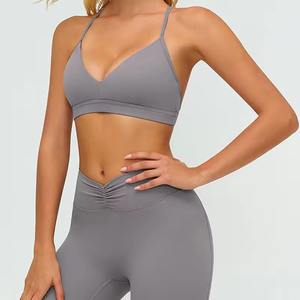 Soutien-gorge de sport personnalisé en gros, respirant, antibactérien, à séchage rapide, dos croisé, pour femme, idéal pour le yoga, la gym et la course à pied - Product Image 3