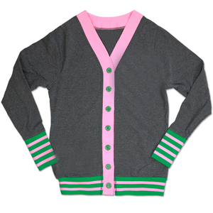 Custom Slim Fit Knitted Appliques <b>Cardigan</b> <b>Sweater</b> Women Casual Style Front Logo University College Sorority Fraternity Winter - Product Image 1