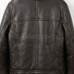 Veste en cuir et fourrure sur mesure pour homme, coupe ample, style vintage, avec fermeture éclair, col en peau de mouton, vente en gros personnalisée - Product Image 5