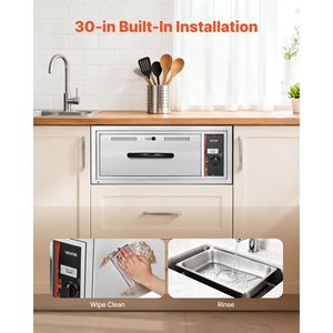 Calentador de Alimentos Comercial Eléctrico de Acero Inoxidable de un Solo Cajón, Instalación Integrada, Gabinete con Cajón Calentador, Ancho 85 Grados Fahrenheit - Product Image 6