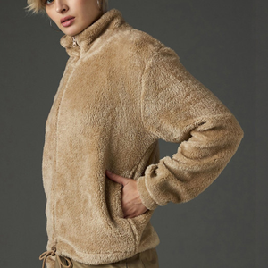 Women Sherpa fleece Faux <b>Fur</b> Wool Coat Breathable Warm Plush Casual hooded zipper collar Jacket snow wear comfy button closure - Product Image 3