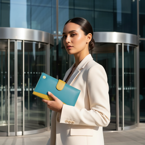 WRIZA Womens Genuine Leather RFID Blocking <b>Wallet</b> Slim Clutch Purse 16 Card Slots 3 Compartments Lightweight Elegant Daily - Product Image 4