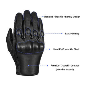 Gants de moto Samroz Sports en cuir véritable, respirants, écologiques, compatibles écran tactile, antidérapants, quatre saisons, unisexes, doux - Product Image 5