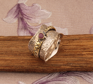 Luxury Natural Red <b>Garnet</b> Band <b>Ring</b> Elegant 925 Sterling <b>Silver</b> Gold Plated Statement Jewelry High-Quality Genuine <b>Garnet</b> Band - Product Image 2