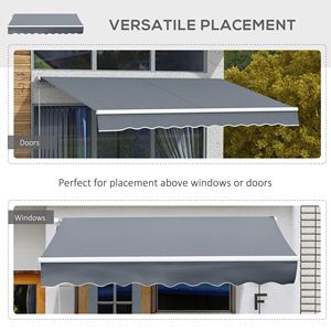 Tenda da Sole Retrattile Manuale 10 X 8 Grigio Scuro, Apertura Facile con Manovella, Protezione UV - Product Image 6