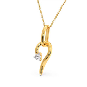 Collar con Colgante de Diamante con Motivo de Hoja Asimétrica - Product Image 1