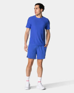 Camiseta de Cuello Redondo Azul Sólido para Hombre, Corte Regular, Manga Corta, Ropa Deportiva, ODM, 220 Gramos, Transpirable, Antipilling, Estilo Urbano - Product Image 3