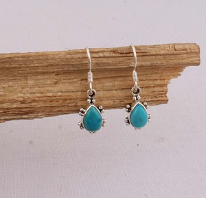 Wholesale Natural Turquoise 925 <b>Sterling</b> <b>Silver</b> <b>Dangle</b> <b>Earrings</b> December Birthstone Blue Gemstone Drop <b>Earrings</b> High Quality - Product Image 4