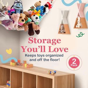 Quality Corner Hanging Organizer Toy Storage Net Kids & Teen Stuffed Animal <b>Hammock</b> Storage Made From Fishing Net Material - Product Image 2
