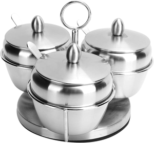 Stainless Steel <b>Spice</b> And Herb Bowl <b>Jar</b> With Lid Mirror Polished Kitchen Accessory Steel Sugar Bowl - Product Image 6