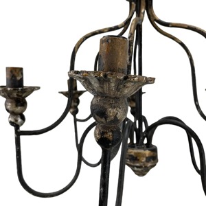 Fabulous Vintage Iron Chandelier Circle Shape <b>Lighting</b> <b>Fixture</b> Ceiling Decorations Black Metal Spiral Design - Product Image 4