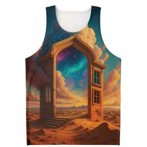 <b>Men</b> Graphic Landscape Printed Tank Top Black and White Sublimated Gym Vest Casual Summer <b>Singlet</b> Custom Wholesale Sportswear - Product Image 3